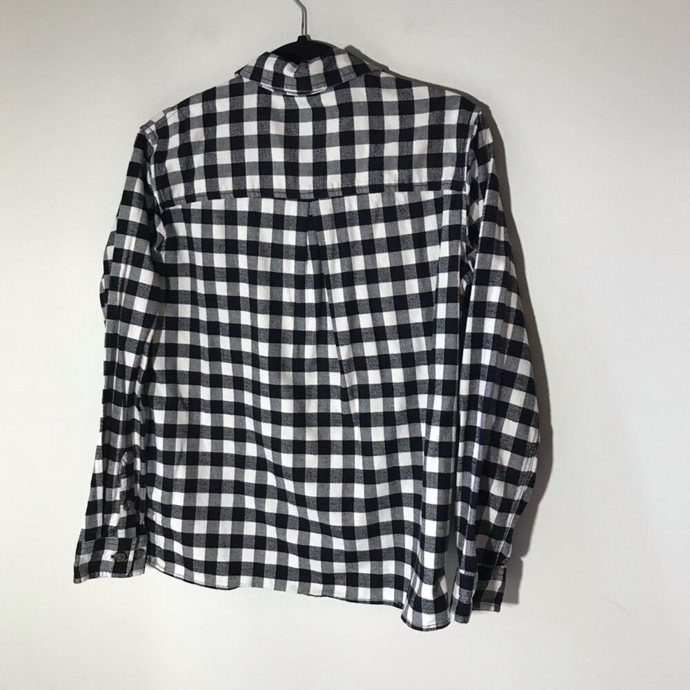 Carhartt womens S black white plaid long sleeve button up flannel loose fit - Picture 2 of 8